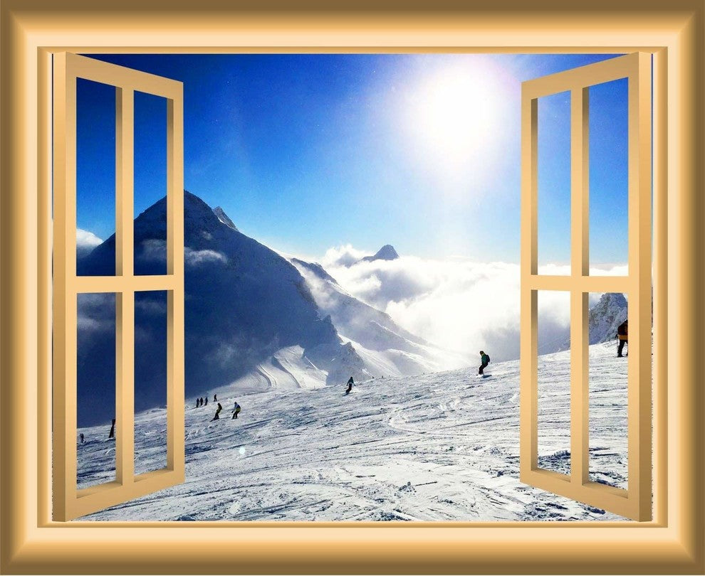 VWAQ, Snowy Mountain Wall Decal, 24"x30"