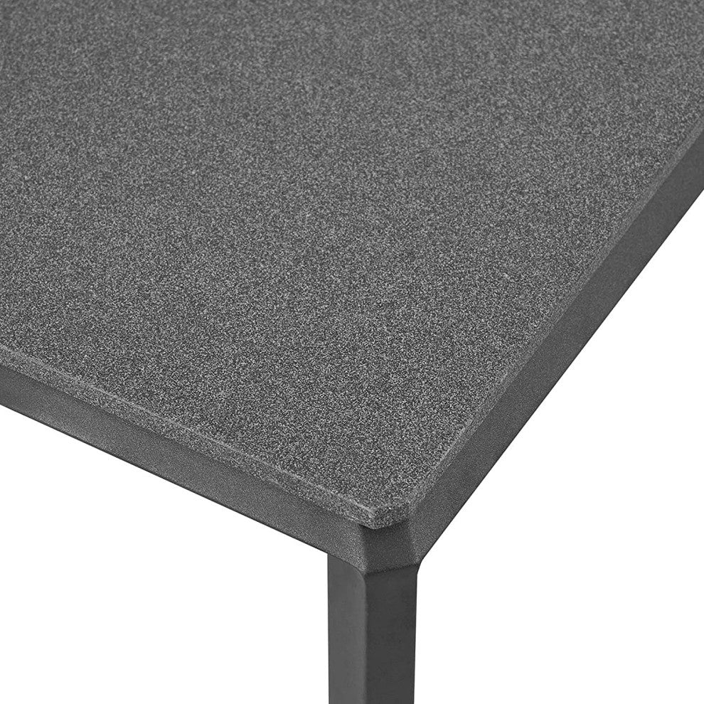 Modern Patio Coffee Table, Aluminum Frame With Scratch Resistant Cement Top