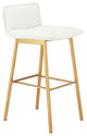Sabrina Counter Stool, White Naugahyde Leather, Brushed Gold