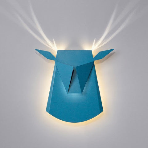 Blue Aluminium Deer Head LED Light Fixture, Point Electricity