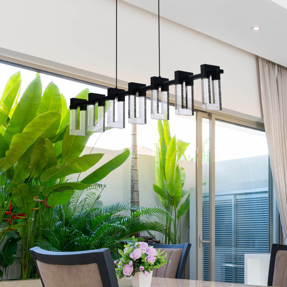 Sorrento 40" 7 Shades ETL Certified Integrated LED Linear Chandelier, Black