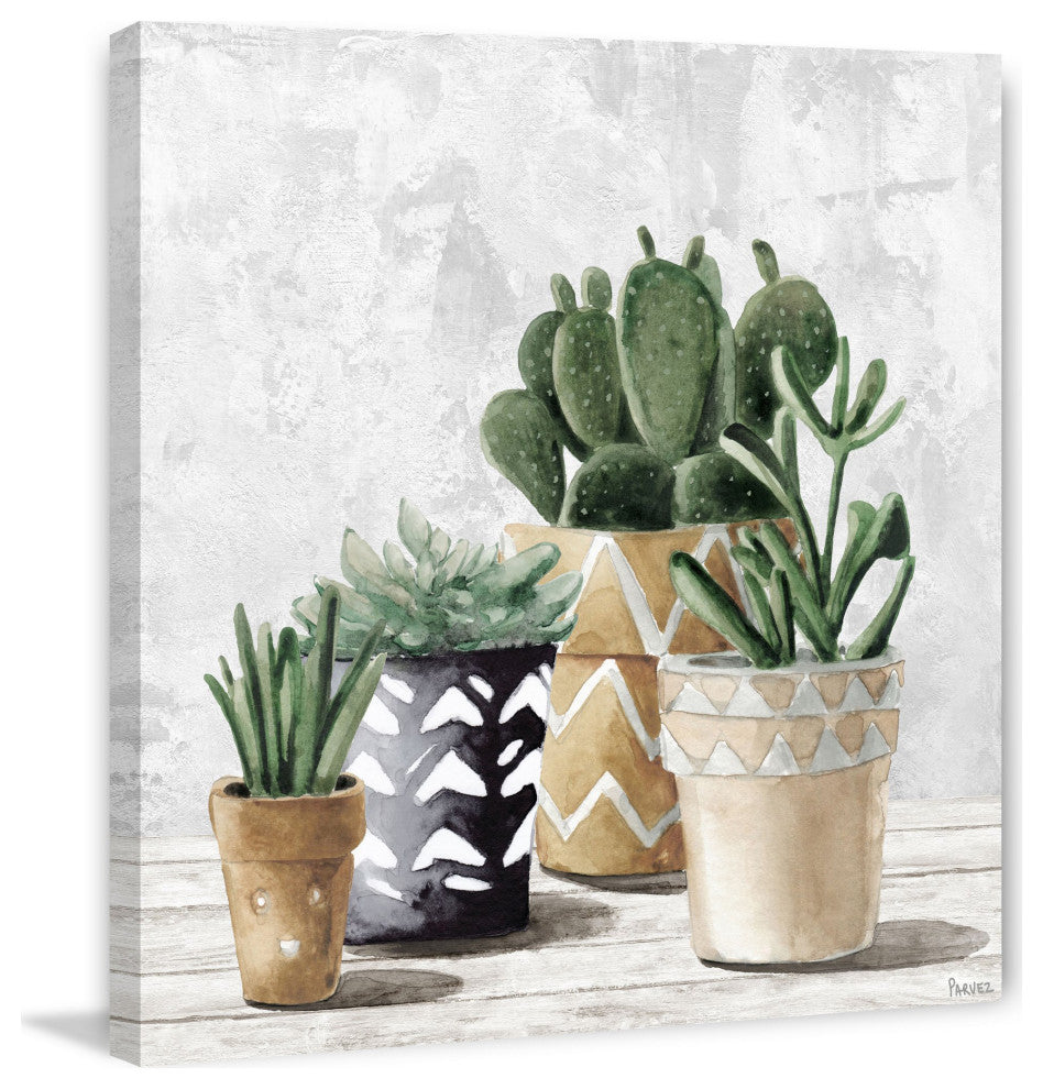 "Triangle Pots" Painting Print on Wrapped Canvas