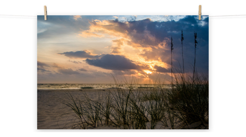 Coastal Style Wall Decor: Anna Maria Island Cloudy Beach Sunset 2 Print, 16" X 20"