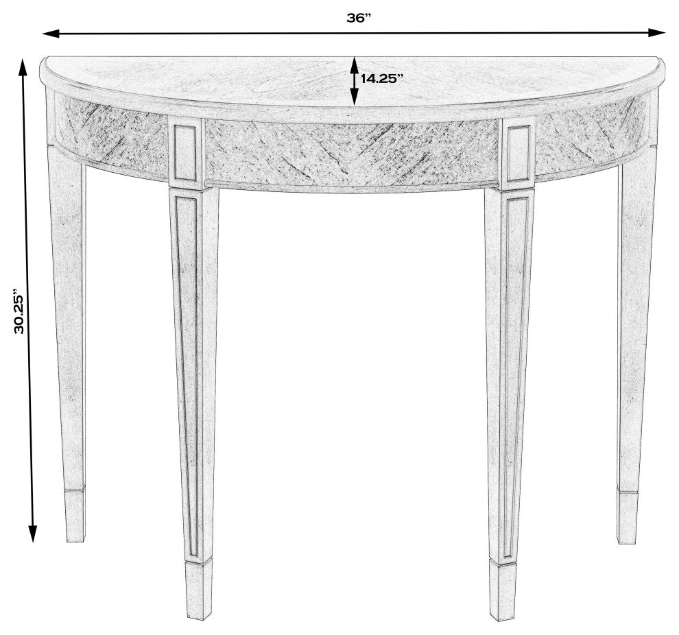 Hampton Burl Wood Demilune 36" Console Table, Brown