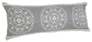 Casual Mandala Medallion Lumbar Pillow with Tufted Border