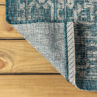 Malta Boho Medallion Textured Weave Indoor/Outdoor, Teal/Gray, 3x5