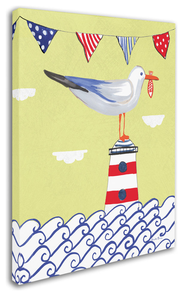 "Coastal Bird I Flags" by Farida Zaman, Canvas Art, 47"x35"