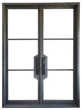 96''x72'' Wrought Iron Entry Door With Double LOW-E Glass Locks, Right Hand