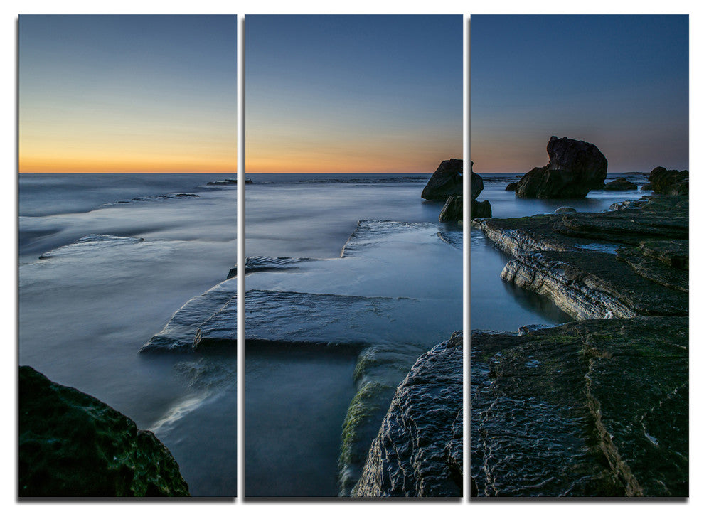 "Sunrise at Sydney Seashore" Canvas Wall Art, 3 Panels, 36"x28"