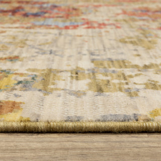 Saturn Contemporary Abstract Beige/ Multi Wool Blend Area Rug 2' x 3'