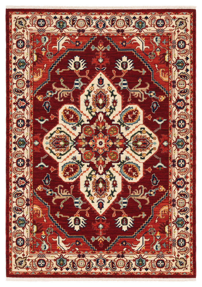 Oriental Weavers Lilihan 5502C Medallion Rug, Red, 5'3"x7'6"