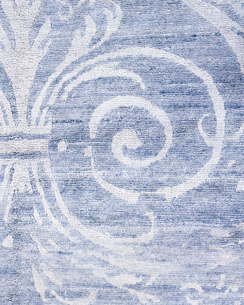 Modern, One-of-a-Kind Hand-Knotted Area Rug - Blue, 8' 1" x 10' 1"