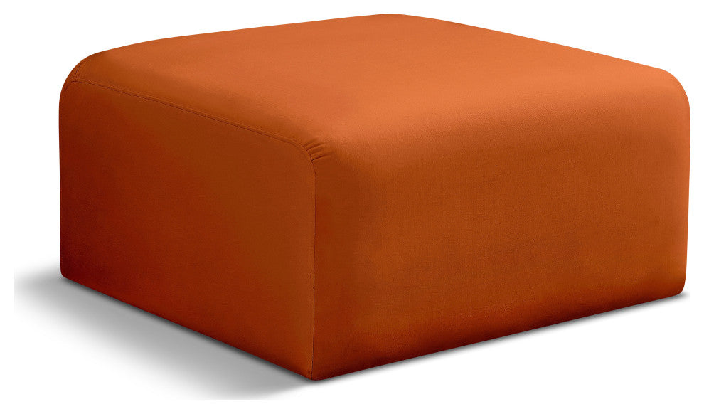 Arc Upholstered Modular Component, Cognac, 1-Piece: Ottoman, Velvet