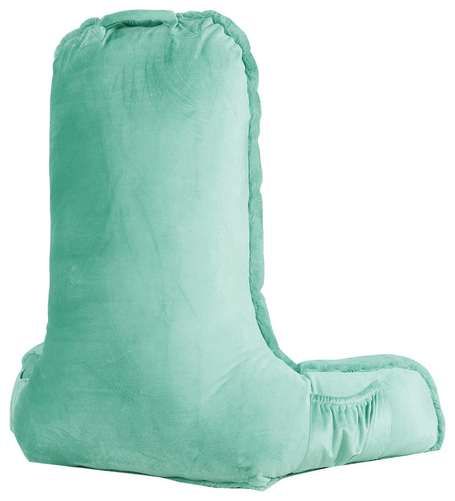 Fox Faux Fur Bedrest, Needs Assembly, Blue Turquoise, 28"x30"x17"