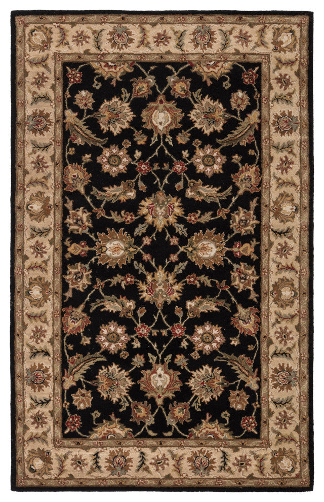 Jaipur Living Selene Handmade Floral Black/Beige Area Rug, 4'x6'