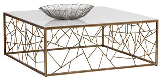Vero Coffee Table, Rustic Bronze, White Marble