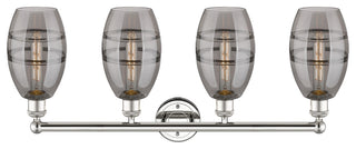 Edison-Vaz 4-Light 33" Bath Vanity Light, Polished Nickel, Light Smoke
