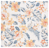 Safavieh Sunrise Collection SUN671 Indoor-Outdoor Rug, Ivory/Rust Blue, 6'7" Square