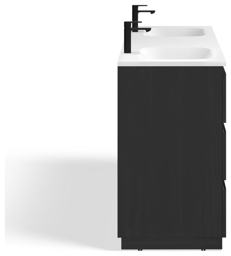 The Essen Bathroom Vanity, Charcoal, 72", Double Sink, Freestanding