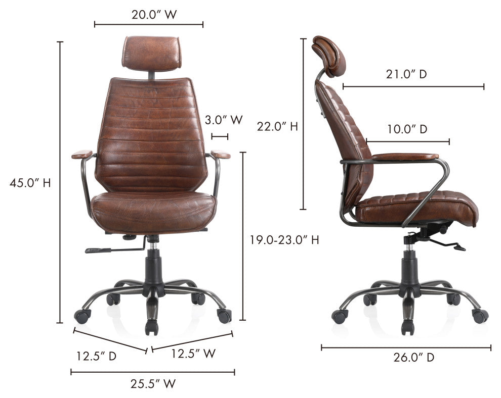 Executive Office Chair Cappuccino Brown Leather