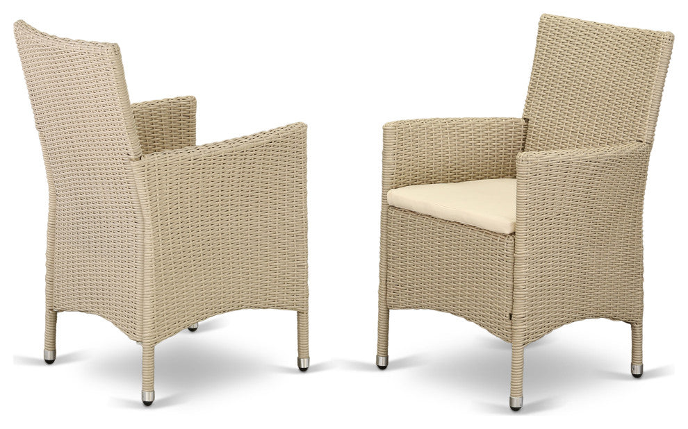 Hvlc153V Outdoor-Furniture Wicker Patio Chair In Cream Finish - Set Of 2