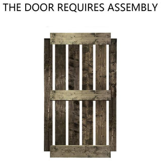 Stained Solid Pine Wood Sliding Barn Door, Espresso, 42"x84", Mid-Bar