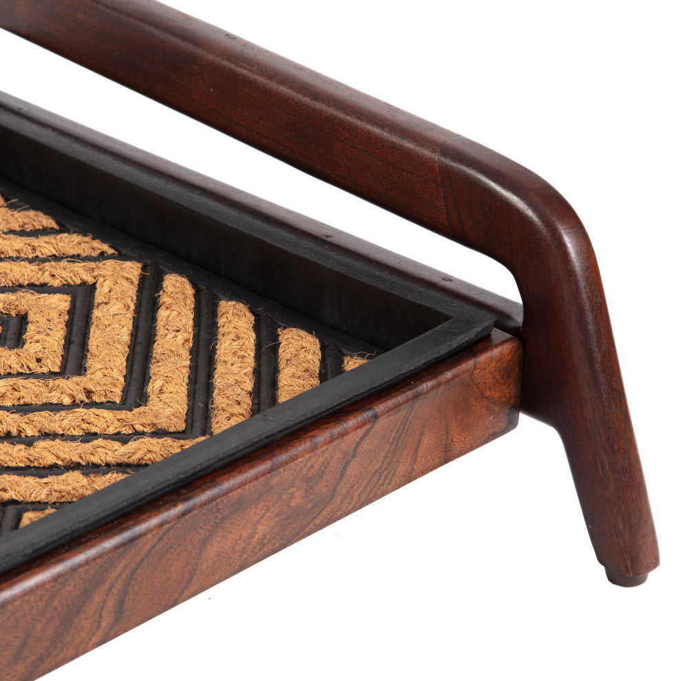 Single-Tier Brown Stand With 3-Pair Rubber Boot Tray Galapagos