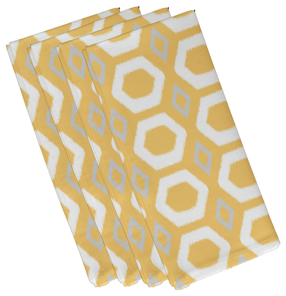 More Hugs And Kisses Geometric Print Napkin, Lemon, Set of 4