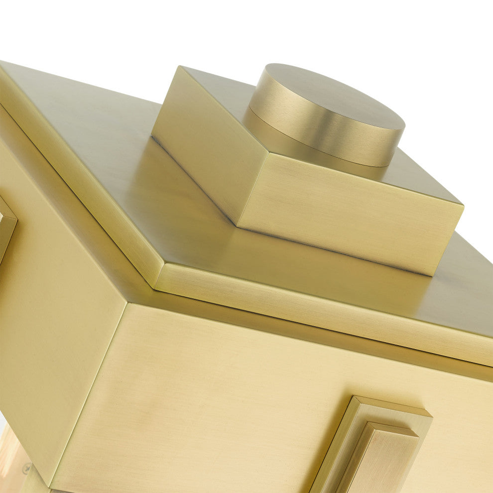 Natural Brass Art Deco, Sophisticated Outdoor Post Top Lantern