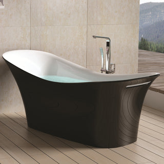 ADM Slippered Freestanding Bathtub, Glossy Black/White, 74.4"
