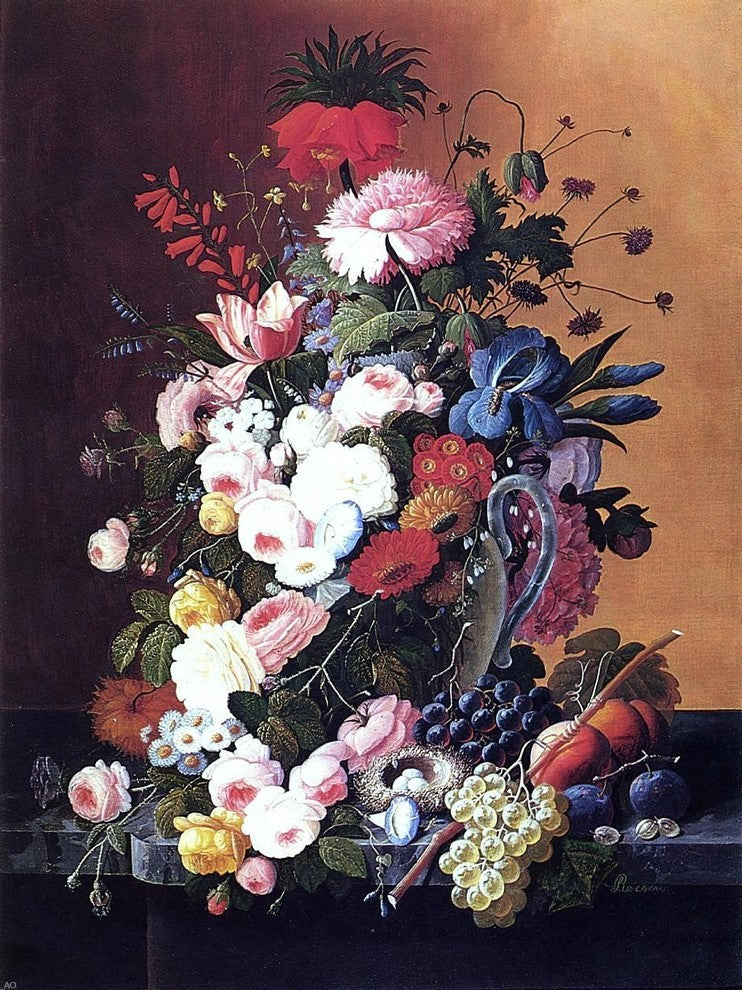 Severin Roesen Still Life With Fruits and Flowers Gallery Wrapped Canvas Print