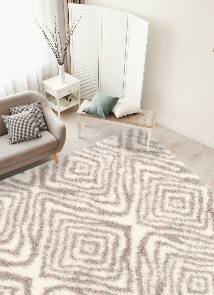 eCarpetGallery Shag Area Rug, Ivory, 6'7" x 9'6"