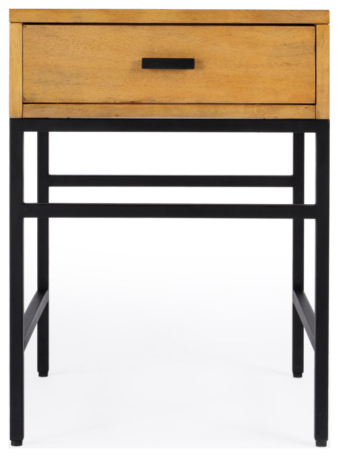 Hans 1 Drawer Wood and Iron End Table