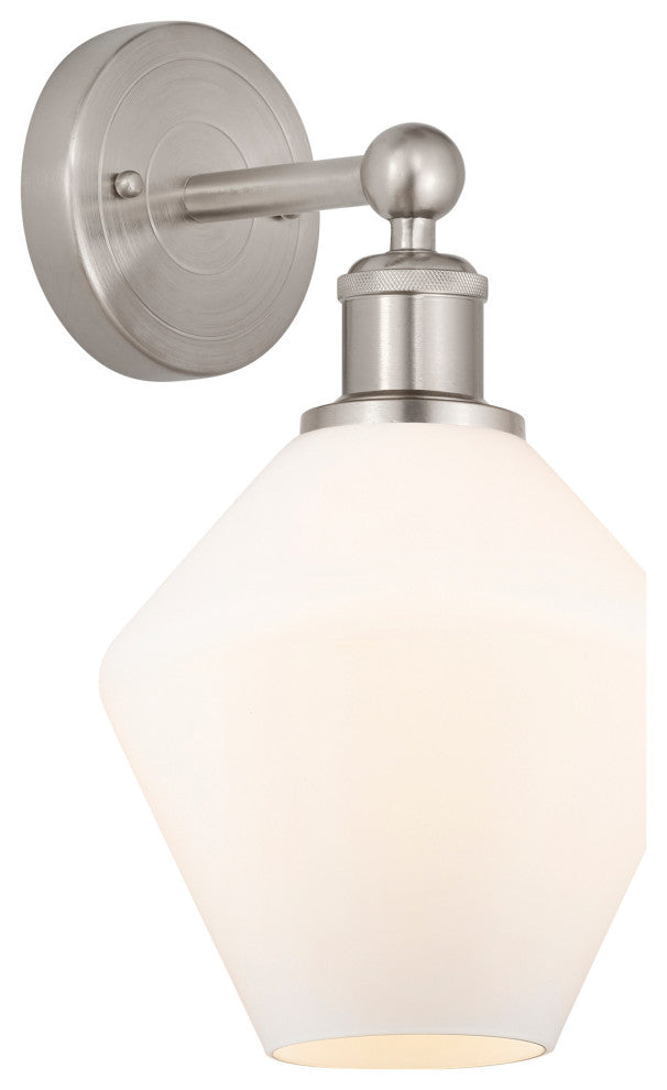 Edison Cindyrella 1-Light 8" Sconce, Satin Nickel -Cased Matte White Shade