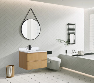 Lucas Bathroom Vanity, Washed Oak, 30", Single Sink, Floating