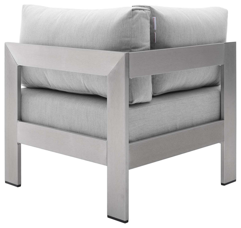Shore Sunbrellaï¿½ Fabric Aluminum Outdoor Patio Corner Sofa-Silver Gray