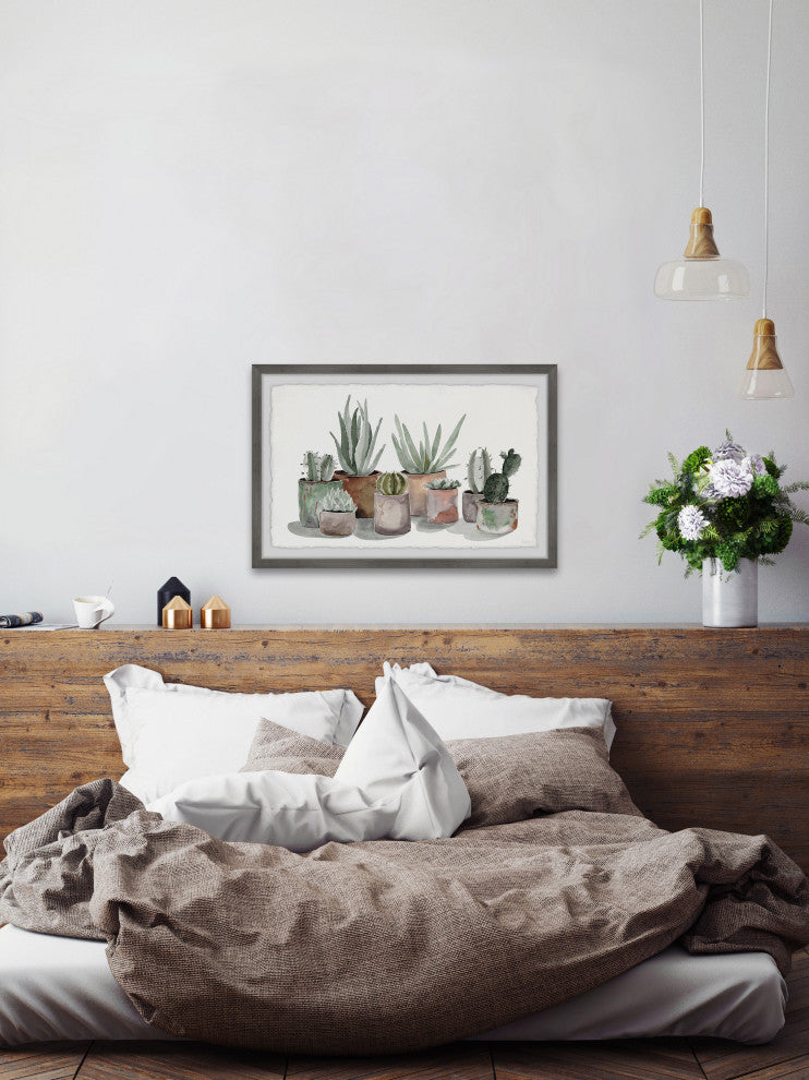 "Pastel Succulent Vases" Framed Painting Print