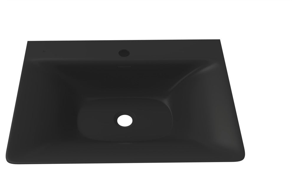 CastelloUSA Carmella Minimalist Wall Mount Bathroom Sink, Black, 24''