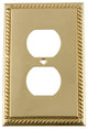 NW Rope Switch Plate With Outlet, Polished Brass