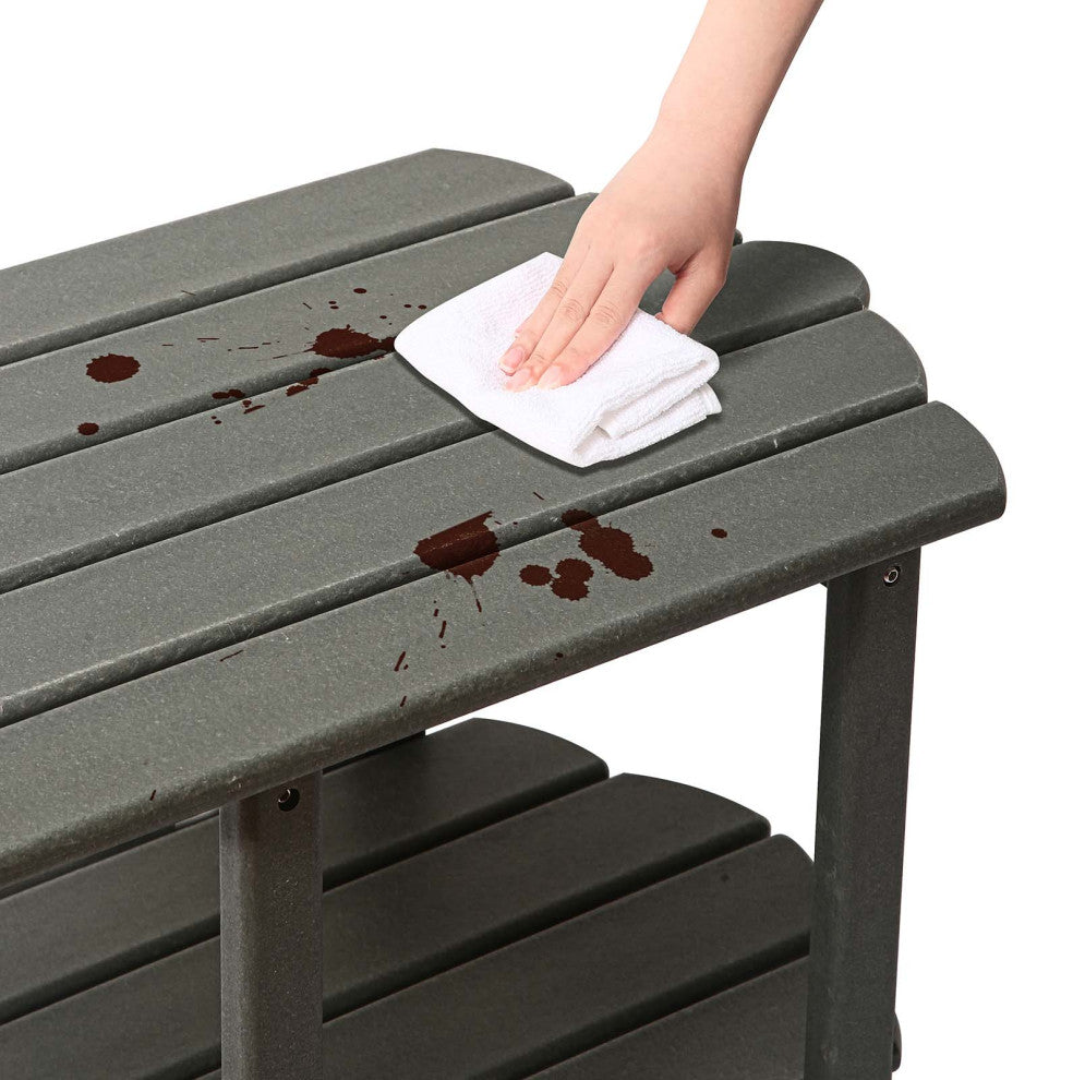 2 Tier Patio Table, Adirondack Outdoor Coffee Table for Backyard Pool, Gray