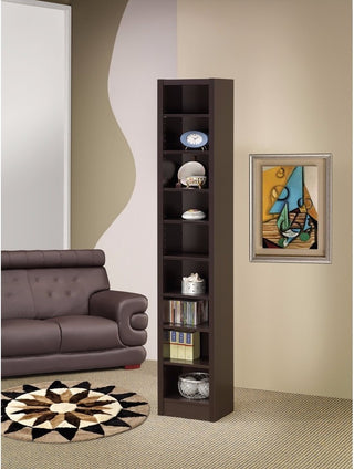 Benzara BM156239 Glimmering Brown Narrow Wooden bookcase