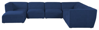 Miramar Linen Textured Fabric  7-Piece Modular U-Shaped Sectional, Navy