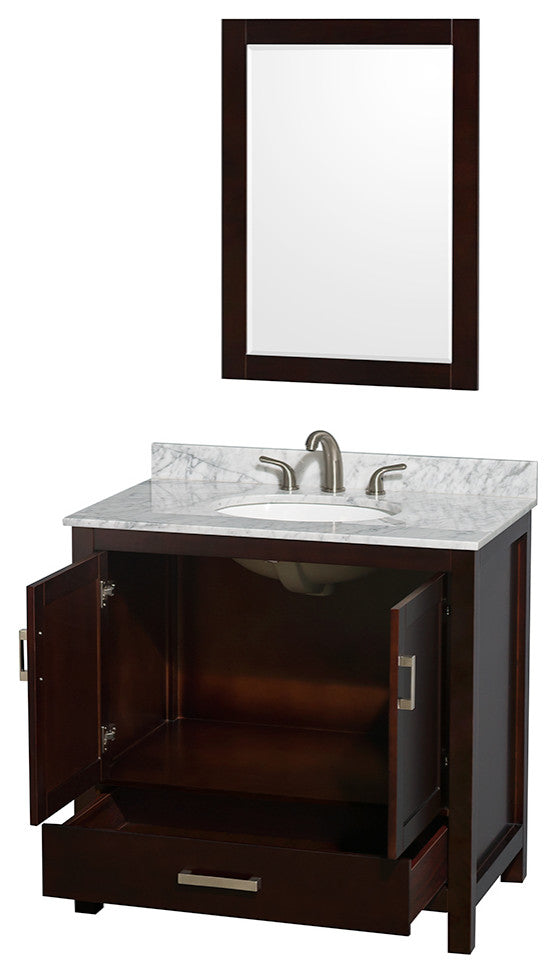 Wyndham WCS141436SESCMUNOM24 Espresso Single Bathroom Vanity with Mirror