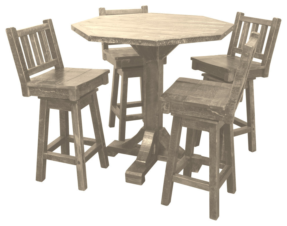 Barnwood Style Timber Peg 5-Piece Bistro Set, Frost, 42 Inch, Bar Height