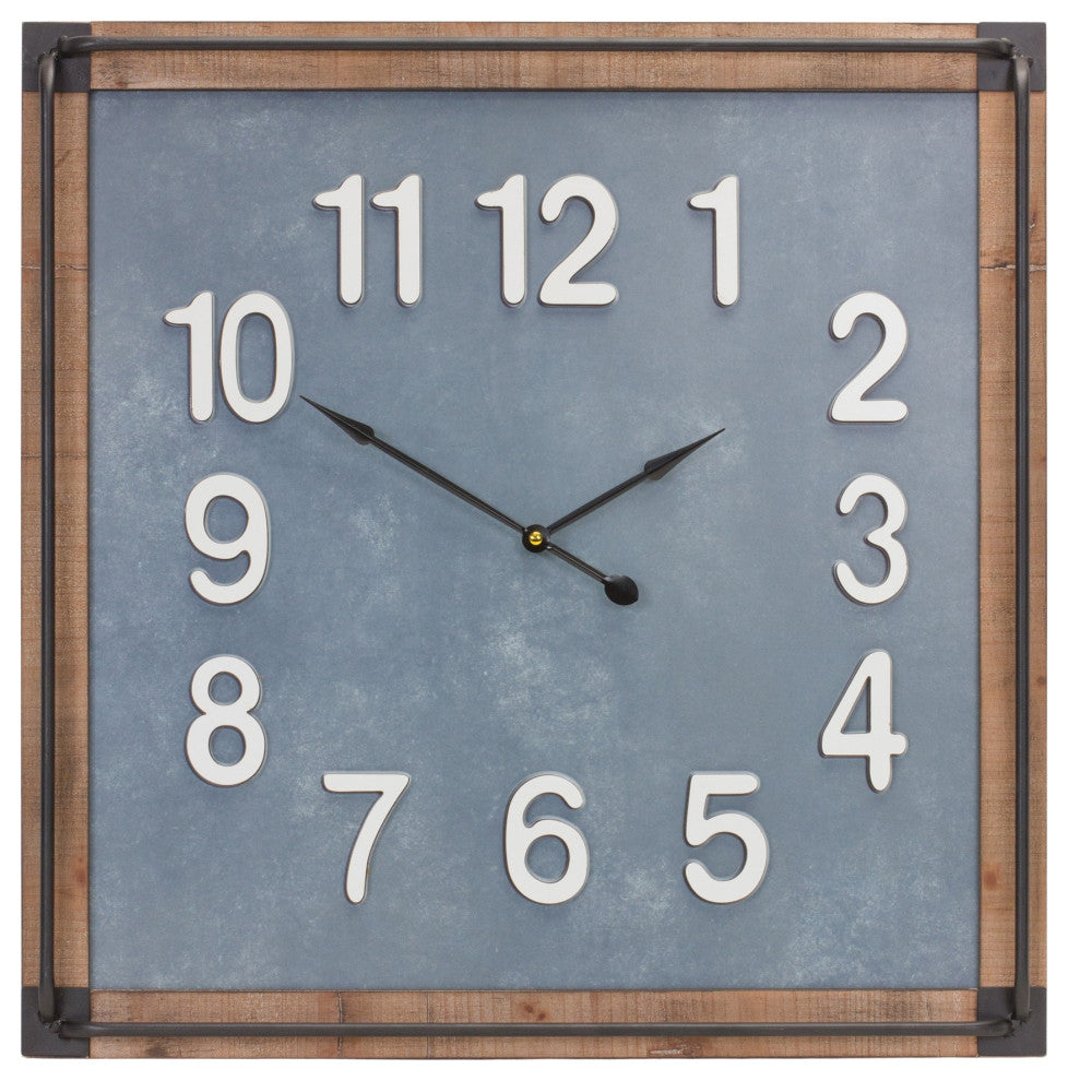 Wood Framed uare Wall Clock 23.5"