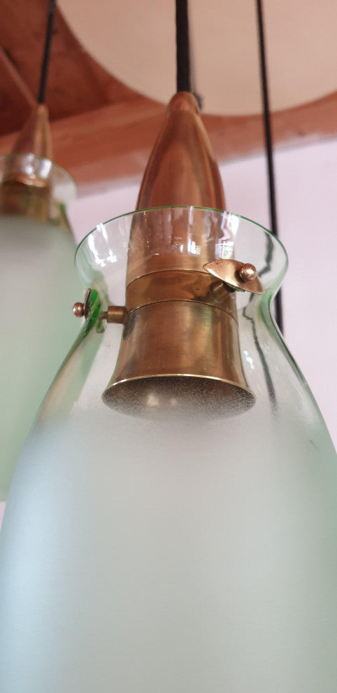 Brass and Glass Italian Mid-Century Modern Flush Mount, Arredoluce