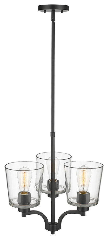 Evalon 3 Light 18" Matte Black Chandelier