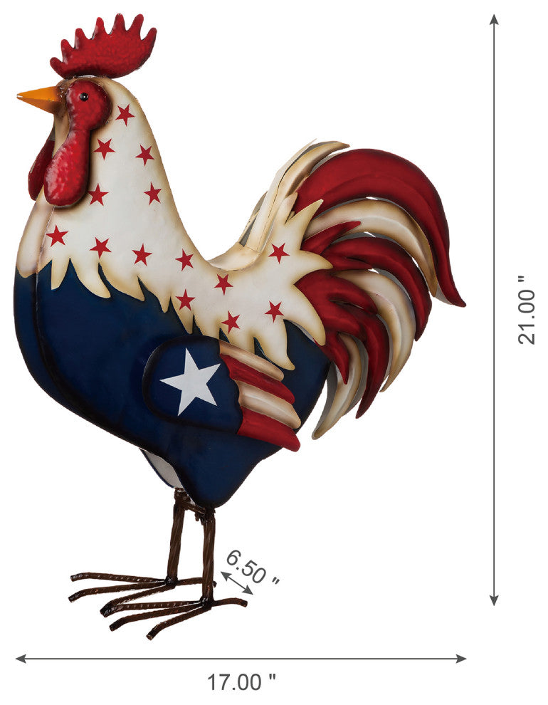 21"H Metal Patriotic Rooster Porch Decor