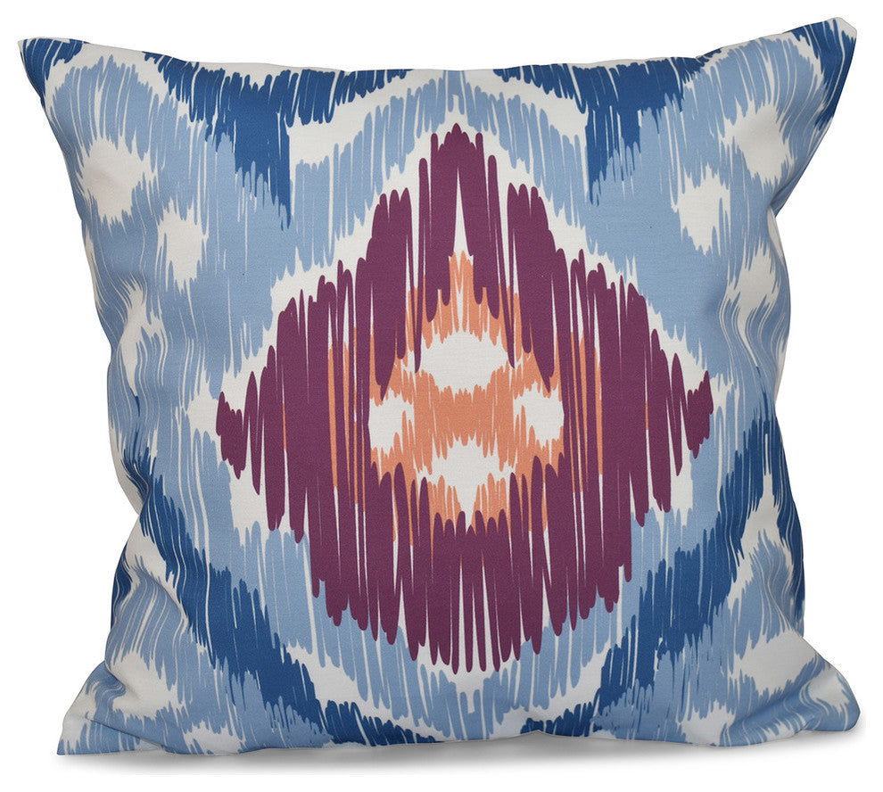 Original, Geometric Print Pillow, Blue, 18"x18"