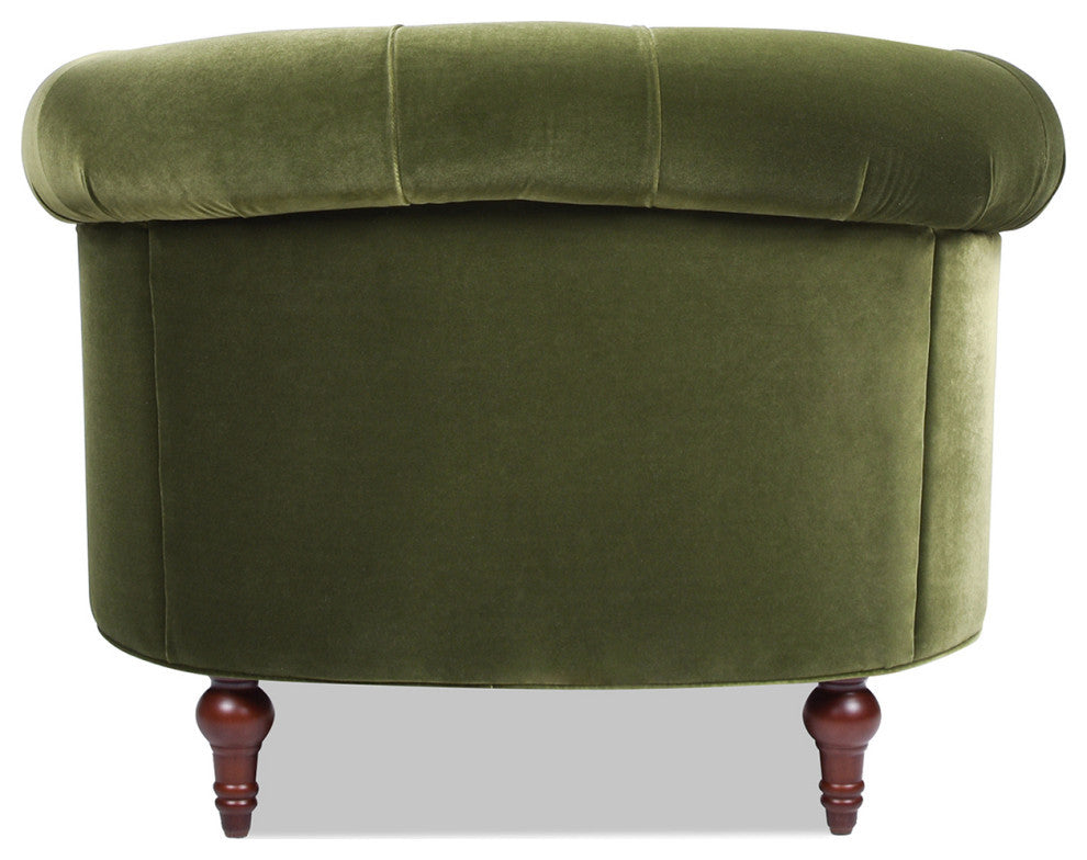 La Rosa 42" Chesterfield Tufted Accent Chair, Olive Green Performance Velvet